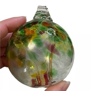Kitras Art Glass Fall Autumn Trees Ball Ornament Hand Blown 2.75” Orb Glass